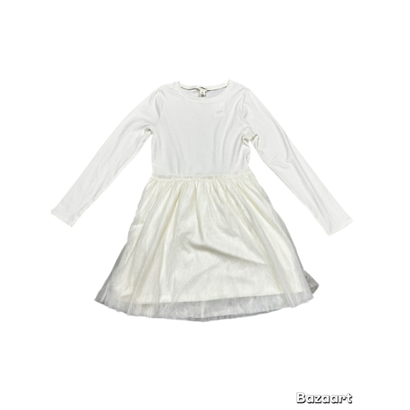 NWT Crewcuts J. Crew Factory Mixed-Media Tulle Dress Long Sleeve Ivory size 12 - Picture 2 of 7